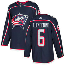 Men's Adidas Columbus Blue Jackets #6 Adam Clendening Navy Blue Home Authentic Stitched NHL jersey