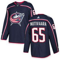 Men's Adidas Columbus Blue Jackets #65 Markus Nutivaara Navy Blue Home Authentic Stitched NHL jersey