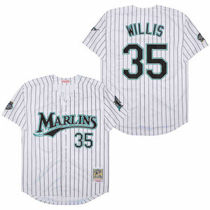 Miami Marlins #35 Dontrelle Willis White stripes Throwback Authentic Stitched MLB Jersey