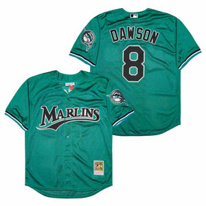 Miami Marlins #8 Andre Dawson Green BP Throwback Stitched Baseball Jersey