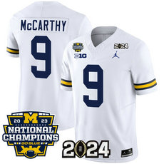 Michigan Wolverines #9 J.J. McCarthy White 2024 F.U.S.E. With 2023 National Champions Patch Stitched Jersey
