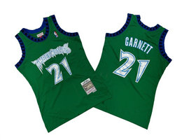 Minnesota Timberwolves #21 Kevin Garnett Green Mesh Hardwood Classics Authentic Stitched NBA Jersey