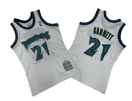 Minnesota Timberwolves #21 Kevin Garnett White 97-98 Hardwood Classic Authentic Stitched NBA Jersey