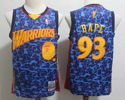Mitchell And Ness 1996-97 A Bathing Ape Golden State Warriors #93 Bape Blue Stitched NBA Jersey