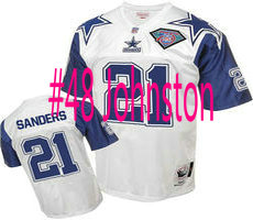 Mitchell And Ness Dallas Cowboys #48 Johnston Authentic White blue 75TH Patch Throwback NFL Jersey