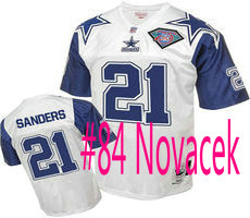 Mitchell And Ness Dallas Cowboys #84 Novacek Authentic White blue 75TH Patch Throwback NFL Jersey