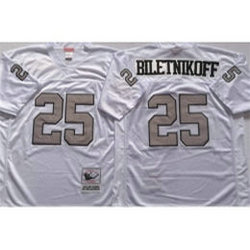 Mitchell And Ness Oakland Raiders #25 Fred Biletnikoff White With Silver No Throwback Authentic Stitched NFL Jersey
