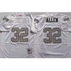 Mitchell And Ness Oakland Raiders #32 Marcus Allen White With Silver No Throwback Authentic Stitched NFL Jersey