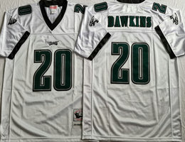 Mitchell And Ness Philadelphia Eagles #20 Brian Dawkins White Throwback Authentic Stitched NFL Jersey