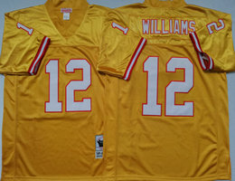 Mitchell And Ness Tampa Bay Buccaneers #12 Doug Williams Yellow Throwback Authentic Stitched NFL Jersey