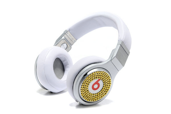 Monster Beats Inlaid with gold drill White