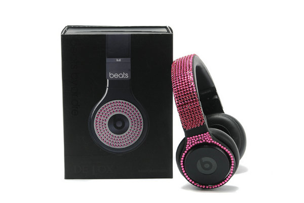 Monster Beats pro Studded with diamond limited pink black  2