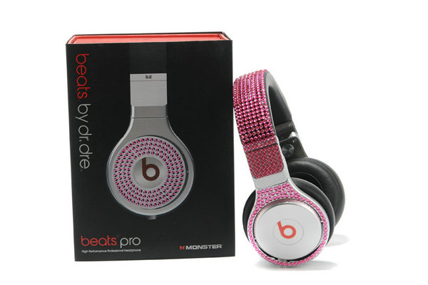 Monster Beats pro Studded with diamond limited pink black 
