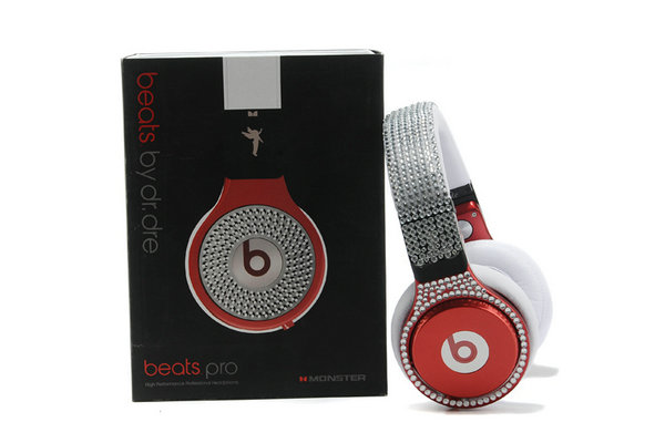 Monster Beats pro Studded with diamond limited silver red