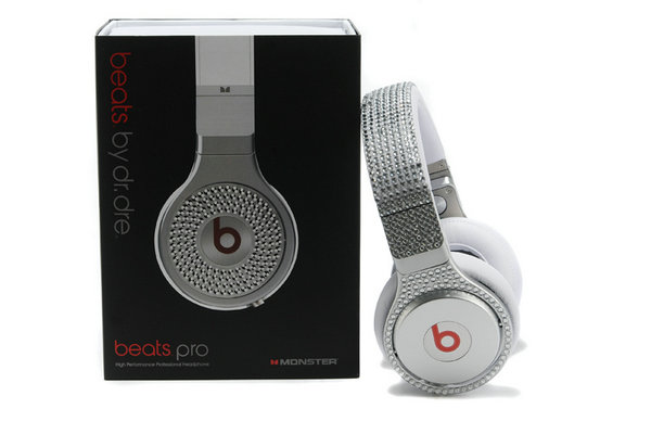 Monster Beats pro Studded with diamond limited silver white
