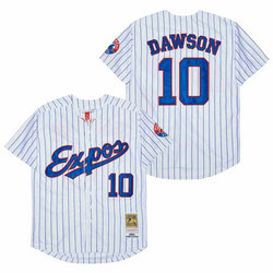 Montreal Expos #10 Andre Dawson White Blue Strip 1982 Throwback Authentic Stitched MLB Jersey