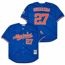 Montreal Expos #27 Vladimir Guerrero Blue BP Throwback Authentic Stitched MLB Jersey
