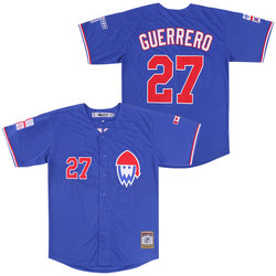 Montreal Expos #27 Vladimir Guerrero Blue Throwback Authentic stitched MLB jerseys