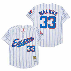 Montreal Expos #33 Larry Walker White (Black Strip) 1982 Throwback Authentic Stitched MLB Jersey