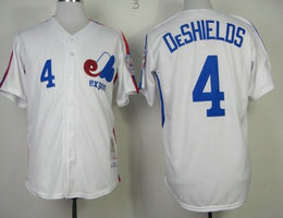 Montreal Expos #4 Delino DeShields White 1982 Throwback Authentic Stitched MLB Jersey