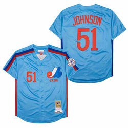 Montreal Expos #51 Randy Johnson Blue Throwback 1982 Authentic Stitched MLB Jersey