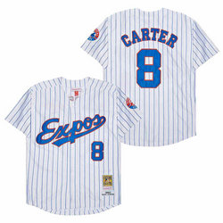 Montreal Expos #8 Gary Carter White (Black Strip) 1982 Throwback Authentic Stitched MLB Jersey