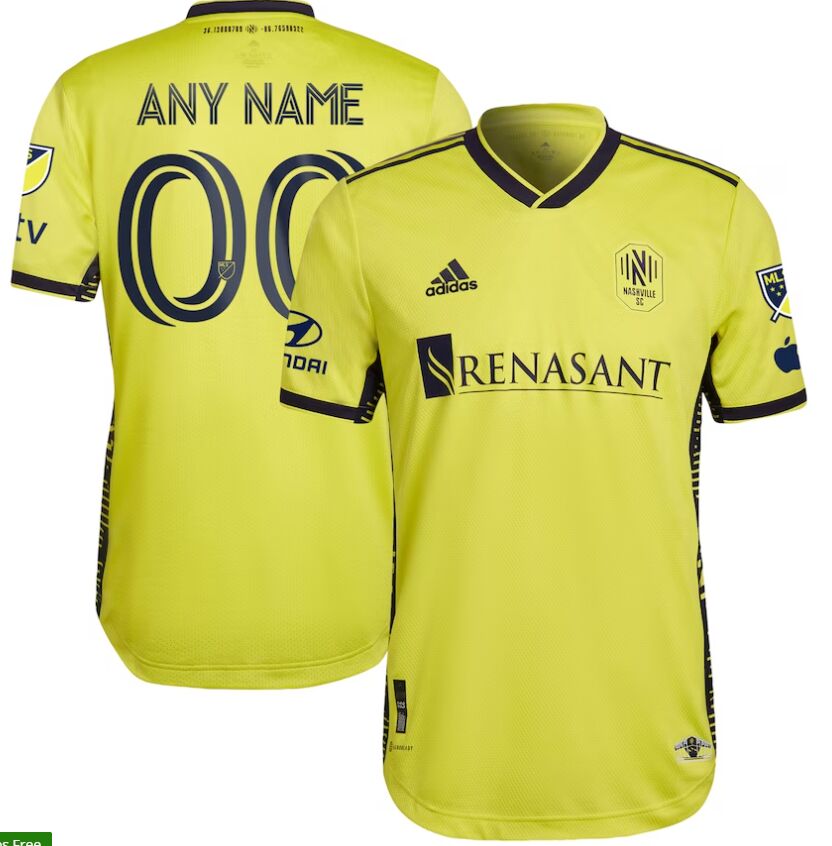 Nashville SC adidas Custom Any name and number Yellow 2023 Man In Black Kit Replica Jersey