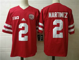 Nebraska Huskers #2 Adrian Martinez Red College Football Jersey