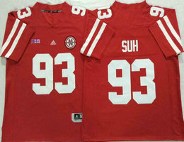 Nebraska Huskers #7 Ndamukong Suh Red NCAA Football jerseys