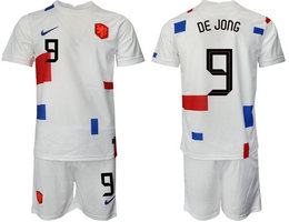 Netherlands #9 DE JONG Away 2022 World Cup National Soccer Jersey