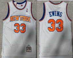 New York Knicks #33 Patrick Ewing White Mesh Throwback Authentic Stitched NBA jersey