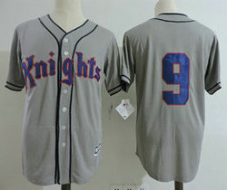 New York Knights #9 Roy Hobbs Gray Movie Authentic Sitched Baseball Jersey