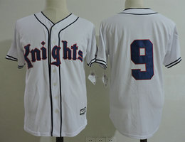 New York Knights #9 Roy Hobbs White Movie Authentic Sitched Baseball Jersey