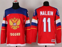 Nike 2014 Olympic Team Russia #11 Evgeni Malkin Red Stitched NHL Jersey