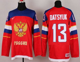 Nike 2014 Olympic Team Russia #13 Pavel Datsyuk Red Stitched NHL Jersey