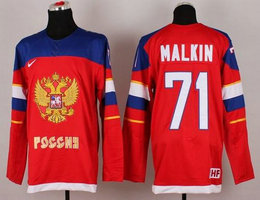 Nike 2014 Olympic Team Russia #71 Evgeni Malkin Red Stitched NHL Jersey