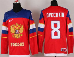 Nike 2014 Olympic Team Russia #8 Alexander Ovechkin Red Stitched NHL Jersey