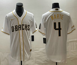 Nike Arizona Diamondbacks #4 Ketel Marte White Gold Name Game Authentic Stitched Baseball jersey