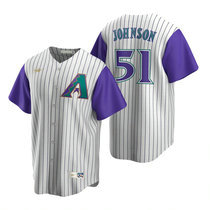 Nike Arizona Diamondbacks #51 Randy Johnson Cooperstown Collection Cream Purple Authentic Stitched MLB jersey
