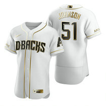 Nike Arizona Diamondbacks #51 Randy Johnson White Golden Flex Base Authentic Stitched Baseball jersey