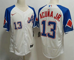 Nike Atlanta Braves #13 Ronald Acuna Jr 2023 City Flexbase 99 on front Authentic Stitched MLB Jersey