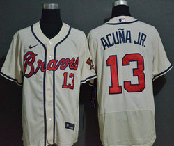 Nike Atlanta Braves #13 Ronald Acuna Jr Cream Flexbase Authentic Stitched MLB Jersey