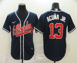 Nike Atlanta Braves #13 Ronald Acuna Jr Navy Blue Game Authentic Stitched MLB Jersey
