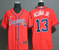 Nike Atlanta Braves #13 Ronald Acuna Jr Red Flexbase Authentic Stitched MLB Jersey