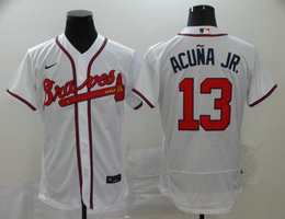 Nike Atlanta Braves #13 Ronald Acuna Jr White Flexbase Authentic Stitched MLB Jersey