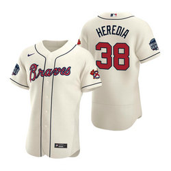 Nike Atlanta Braves #38 Guillermo Heredia Cream 2021 World Series Patch Flexbase Authentic Stitched MLB Jersey