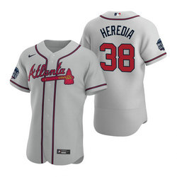 Nike Atlanta Braves #38 Guillermo Heredia Gray 2021 World Series Patch Flexbase Authentic Stitched MLB Jersey