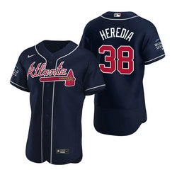 Nike Atlanta Braves #38 Guillermo Heredia Navy 2021 World Series Patch Flexbase Authentic Stitched MLB Jersey