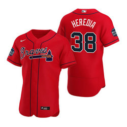 Nike Atlanta Braves #38 Guillermo Heredia Red 2021 World Series Patch Flexbase Authentic Stitched MLB Jersey
