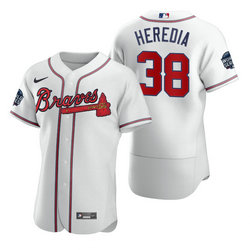 Nike Atlanta Braves #38 Guillermo Heredia White 2021 World Series Patch Flexbase Authentic Stitched MLB Jersey